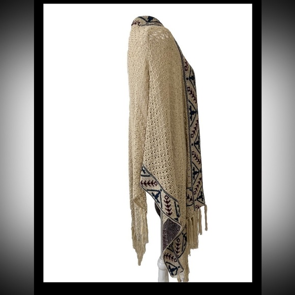 Indigo Thread Co Knit Pashmina Wrap Fringe Boho Aztec S - Picture 3 of 6